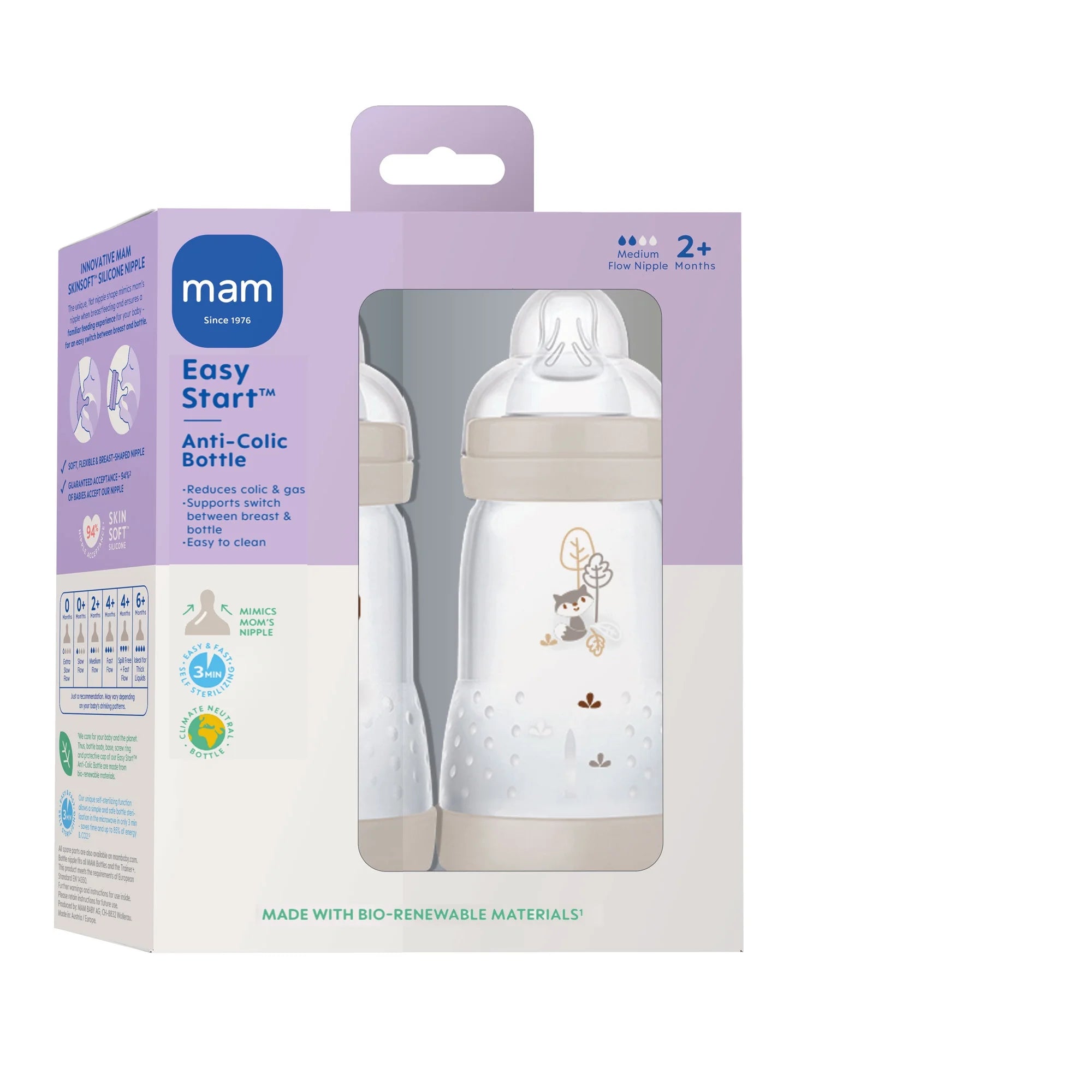 Easy Start Anti-Colic Matte Bottle 9 Oz, 2 Pack - Dune