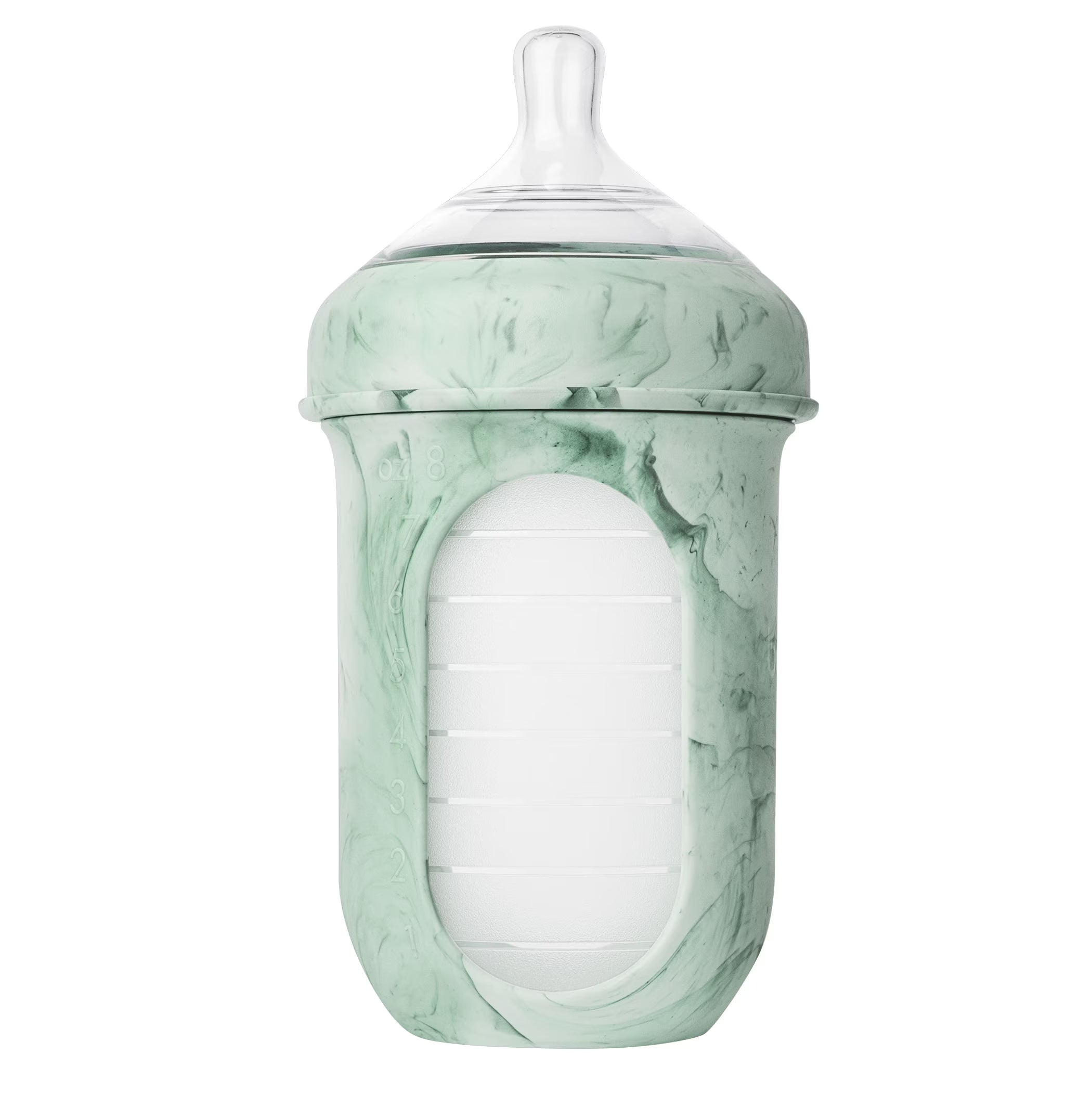 NURSH Reusable Silicone Pouch Baby Bottle – Stage 2 Medium Flow – 8Oz – Mint Tie Dye