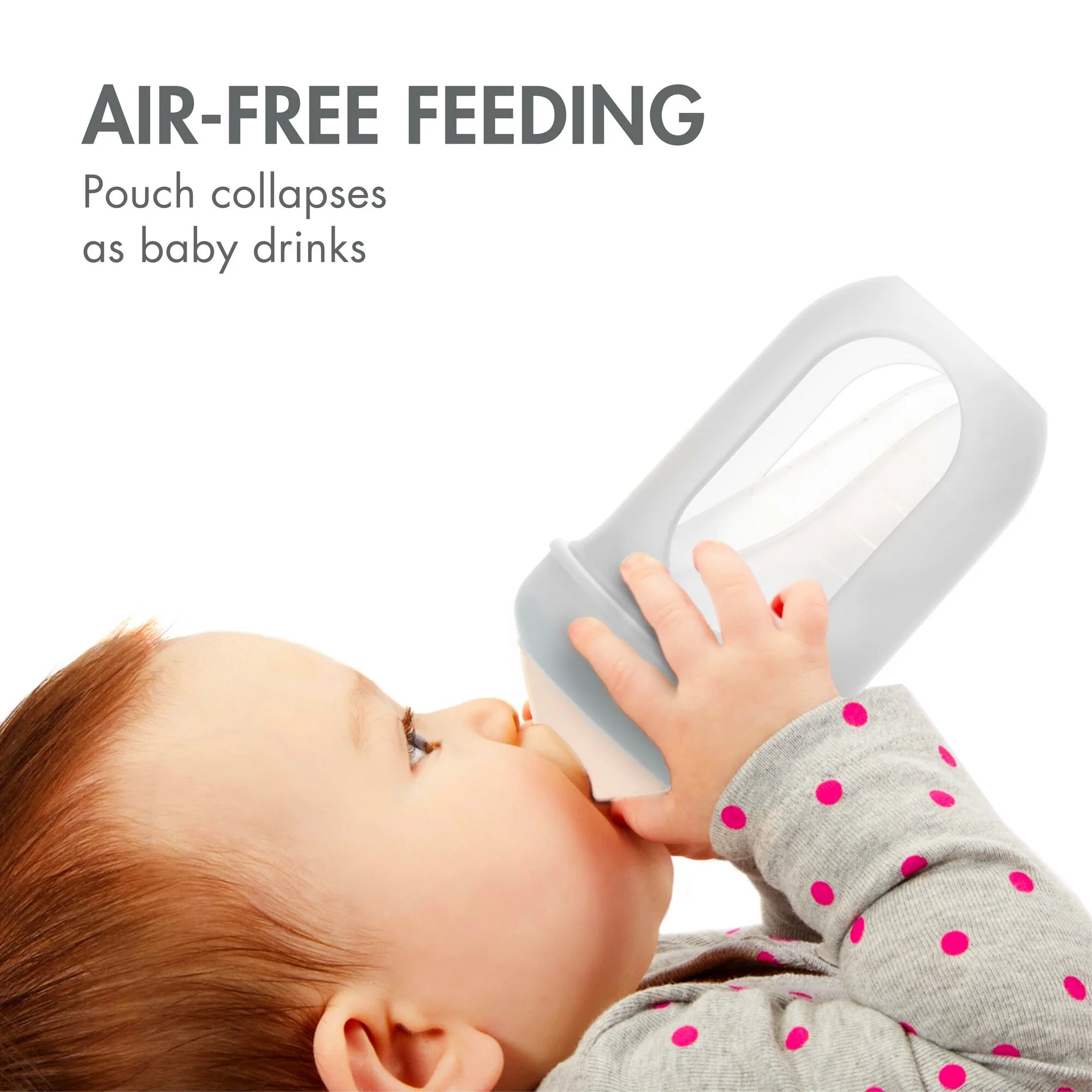 Nursh Reusable Silicone Pouch Baby Bottle, Air-Free Feeding, Gray Multi Pack, 4 Oz, 3 Pk
