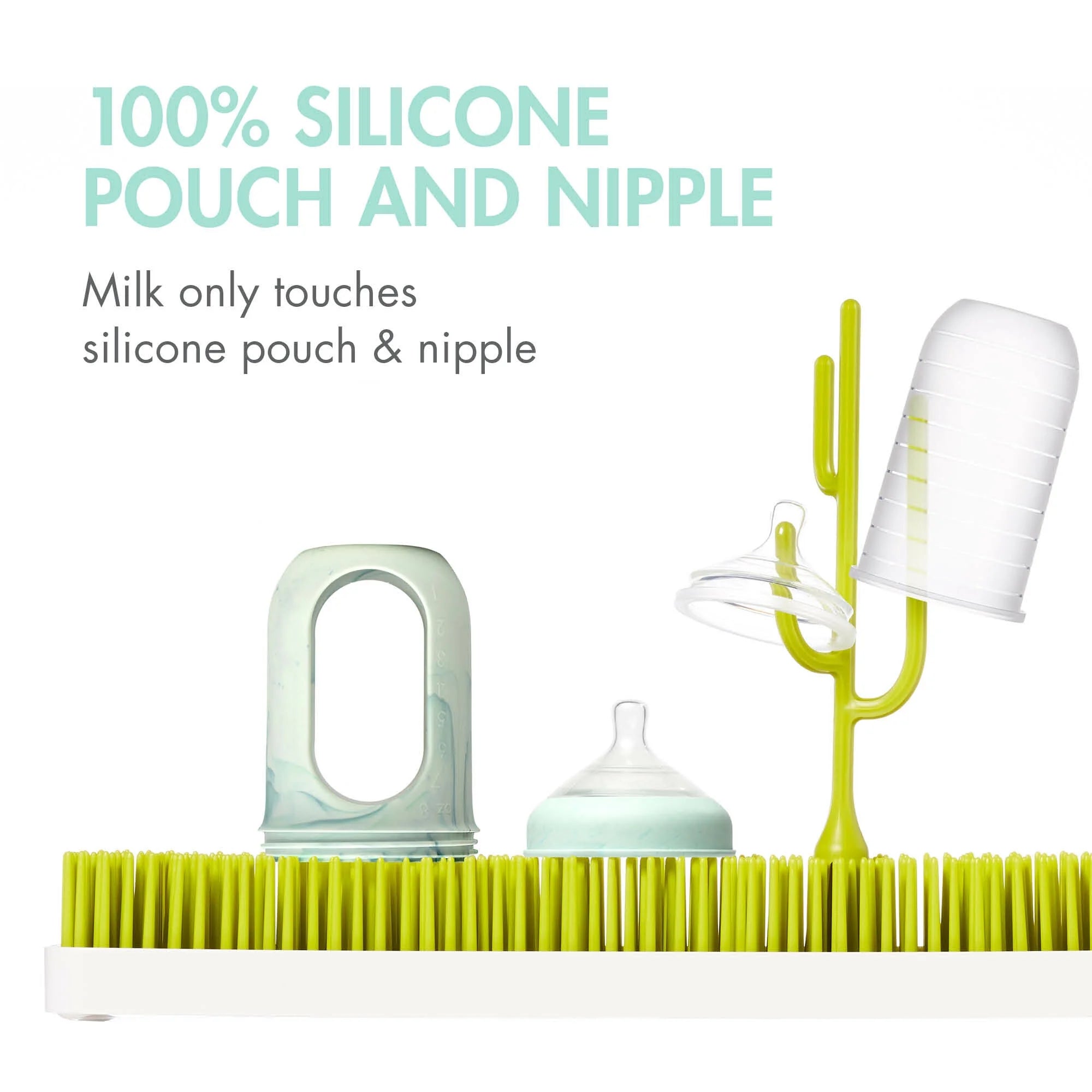 NURSH Reusable Silicone Pouch Baby Bottle – Stage 2 Medium Flow – 8Oz – Mint Tie Dye