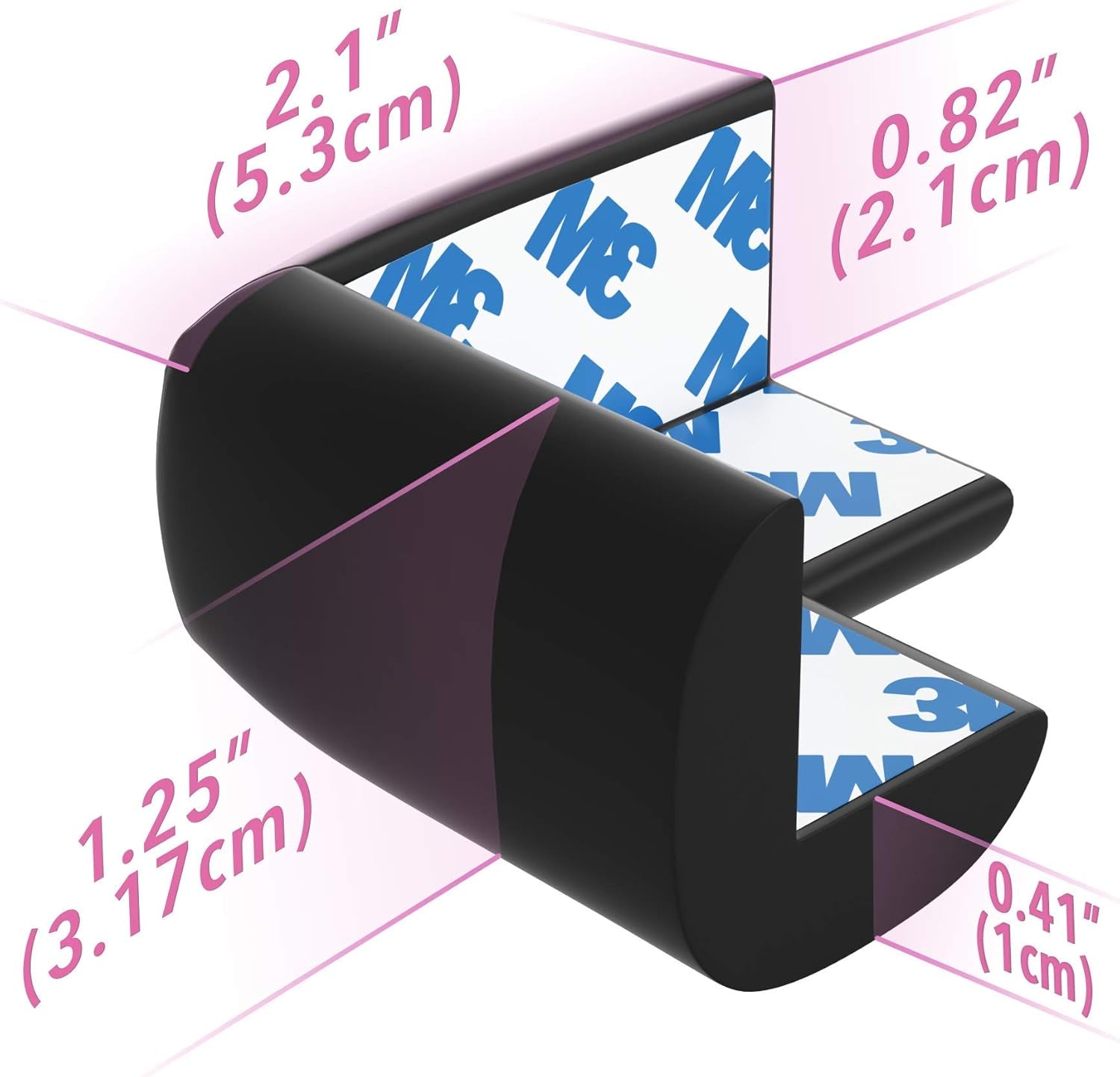 Soft Table Corner Protectors for Baby Safety - Pre-Taped Furniture Edge Guards to Child Proof and Prevent Head & Knee Injuries, 8 Pack, (Black)