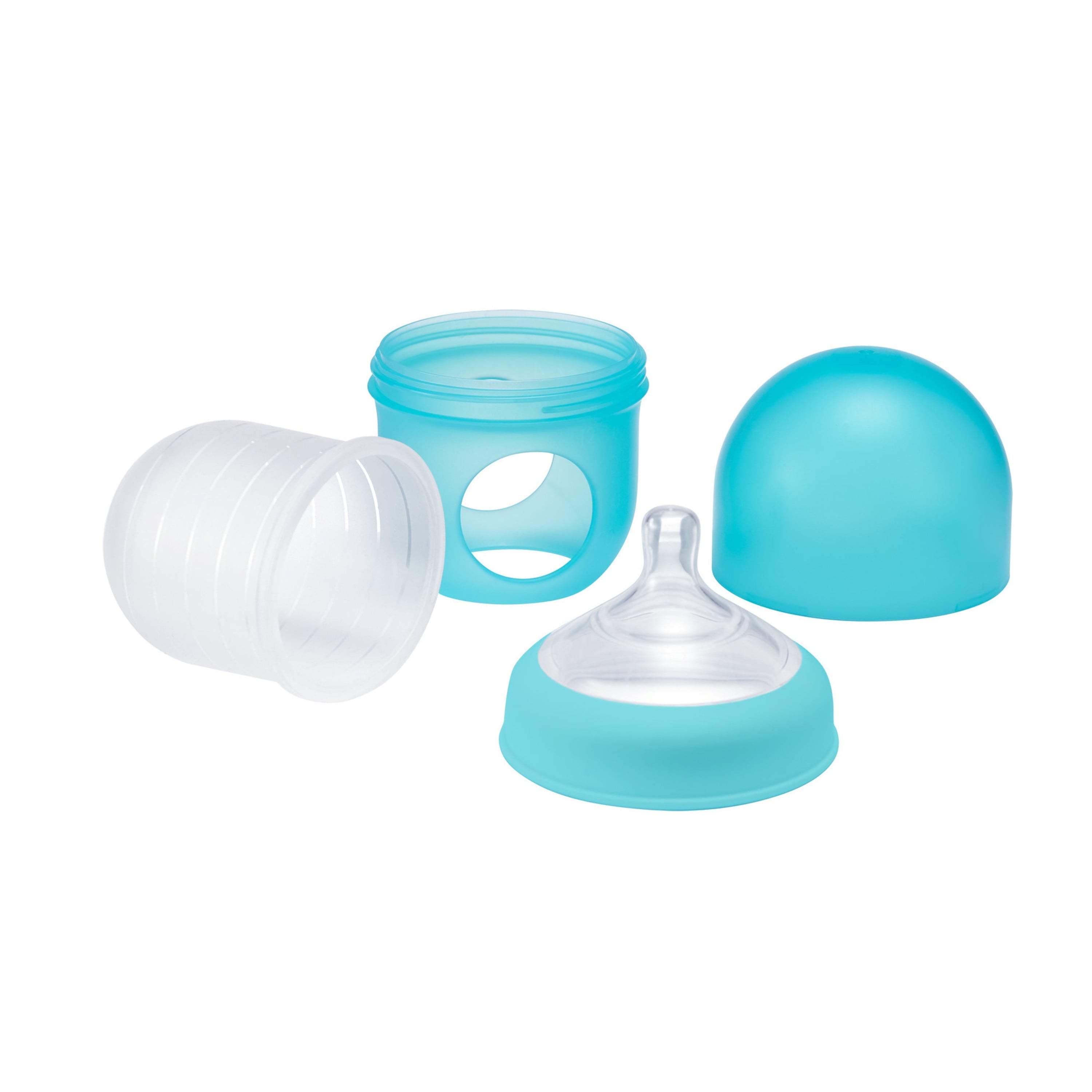 Nursh Reusable Silicone Pouch Baby Bottle, Air-Free Feeding, Blue Multi Pack 4 Oz 3 Pk