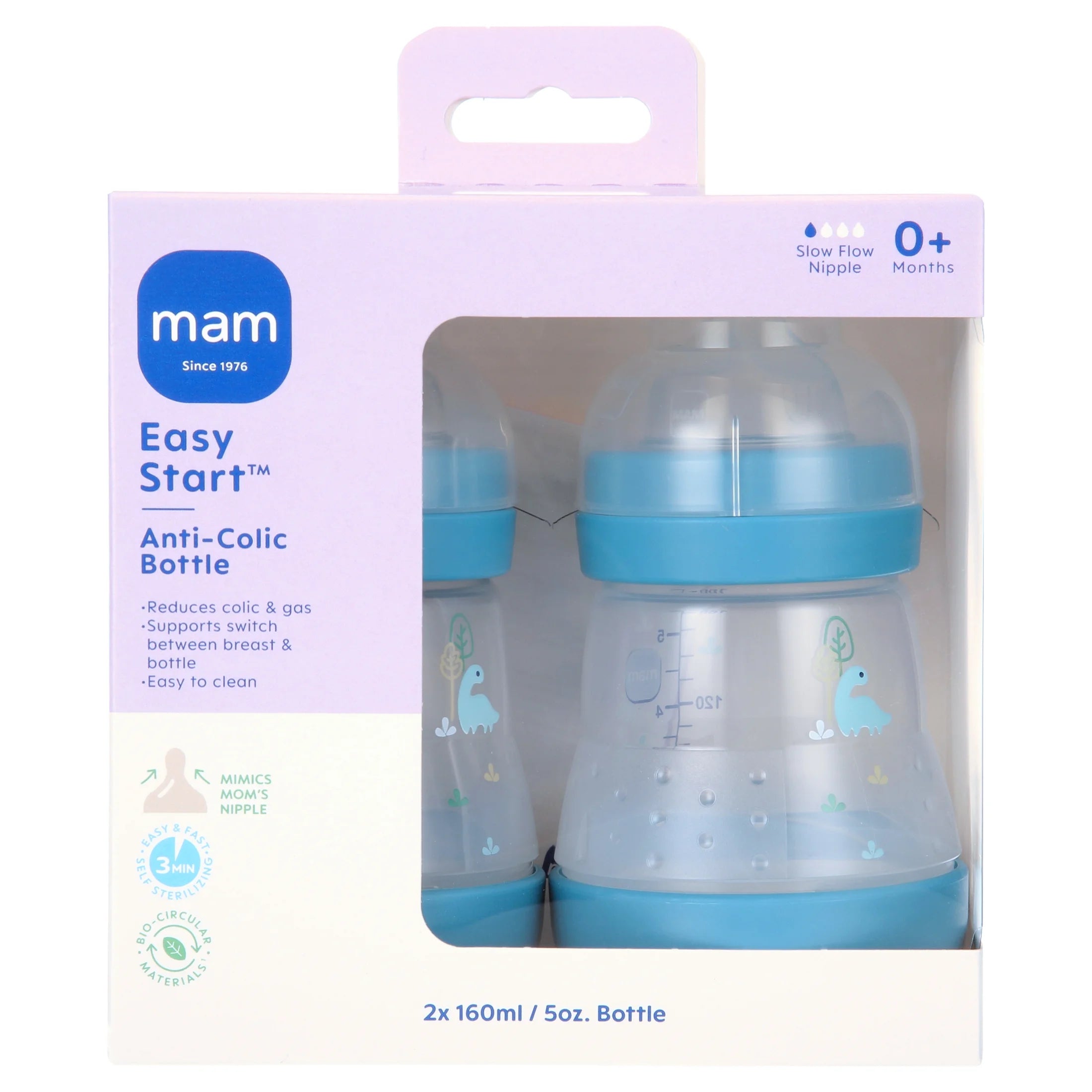Easy Start Anti-Colic Matte Bottle 5 Oz, 2 Pack Sage