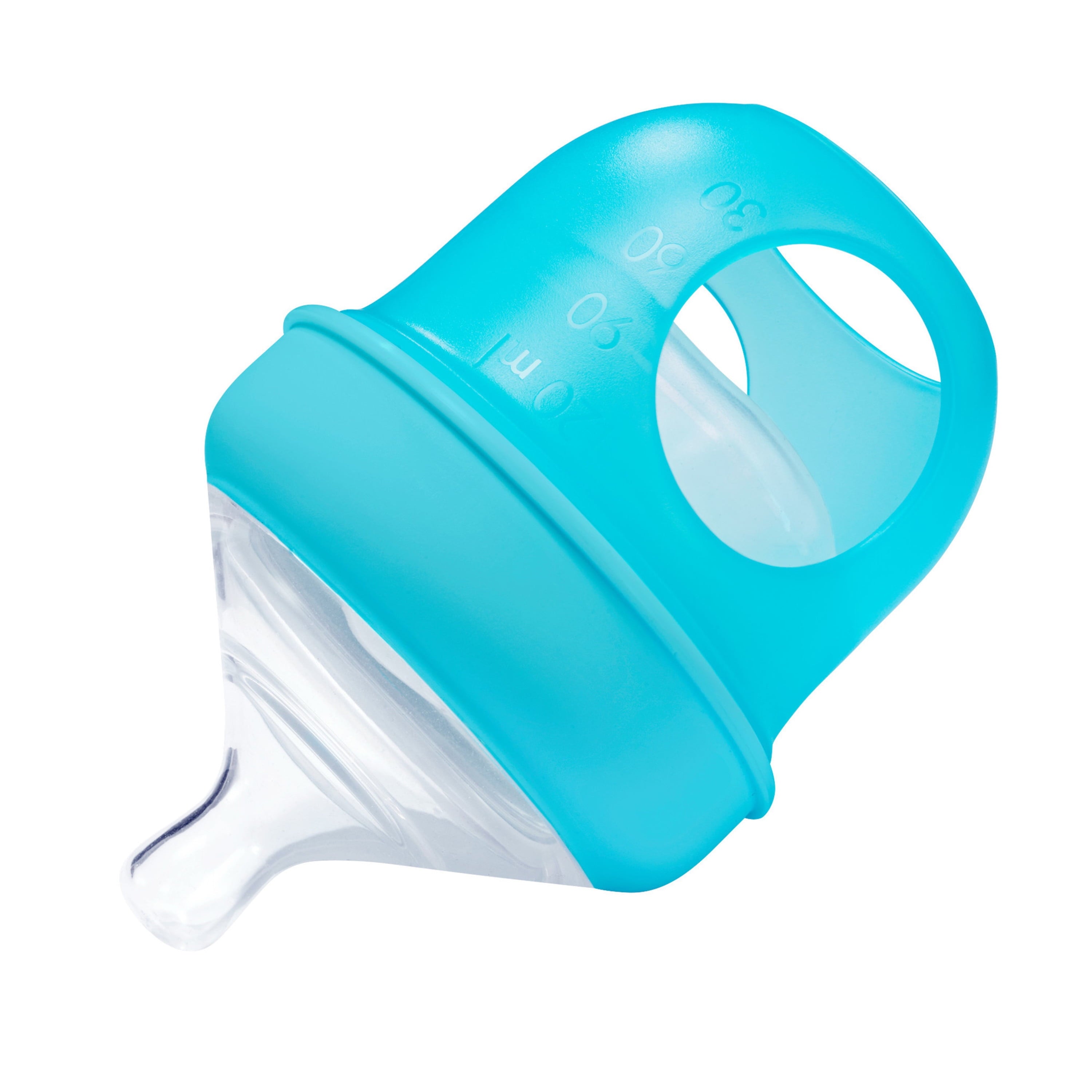 Nursh Reusable Silicone Pouch Baby Bottle, Air-Free Feeding, Blue Multi Pack 4 Oz 3 Pk