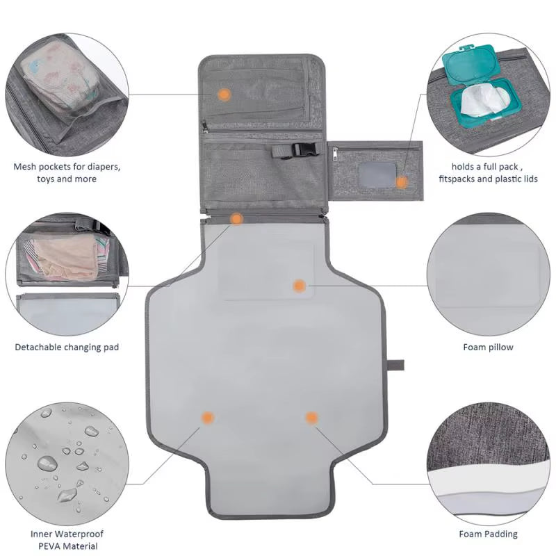 Waterproof Changing Mat Keeps Baby Clean and Comfortable Lightweight Portable Diaper Changing Pad Best-Selling Stroller Bag