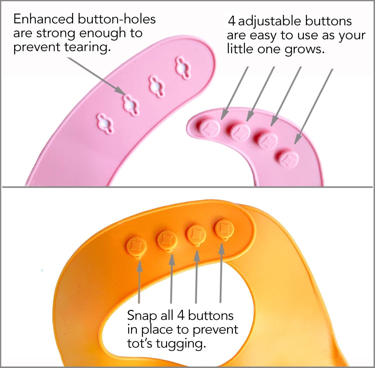 2-Pack Waterproof Silicone Baby Bib Lightweight Comfortable Easy-Wipe Clean (Light Pink/Purple, Small)